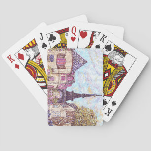 Paris Inspired Eiffel Tower PointillismPlaying Car Playing Cards
