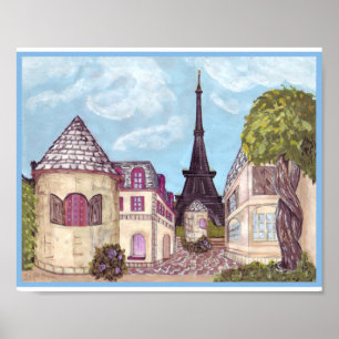 Paris inspired landscape featuring Eiffel Tower Po Poster