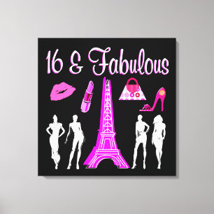 PARIS INSPIRED SWEET 16TH BIRTHDAY DESIGN CANVAS PRINT