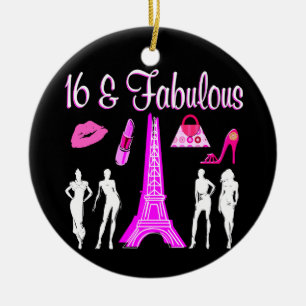PARIS INSPIRED SWEET 16TH BIRTHDAY DESIGN CERAMIC TREE DECORATION