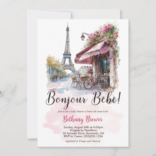 Paris Invitation for Parisian Baby Shower (Front)