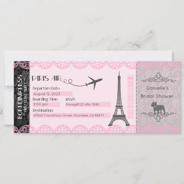 Paris Invitation, Paris Theme Invitation, Birthday Invitation (Front)