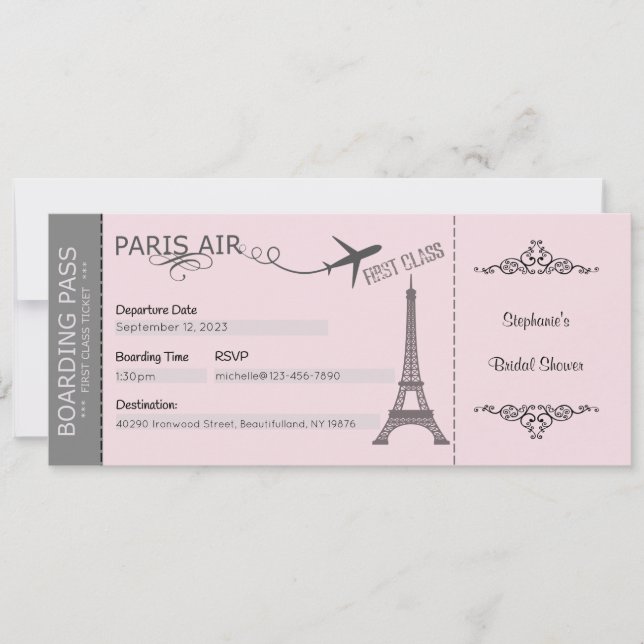 Paris Invitation, Paris Theme Invitation, Custom  Invitation (Front)