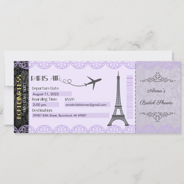 Paris Invitation, Paris Theme Invite (Front)