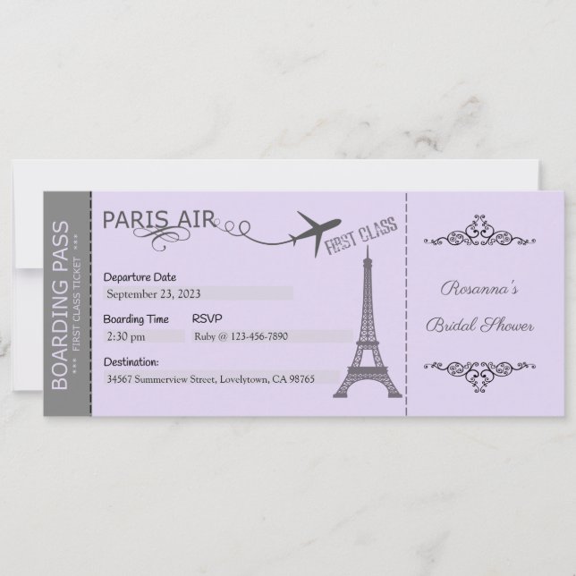 Paris Invitation, Paris Theme Party, Birthday Invitation (Front)