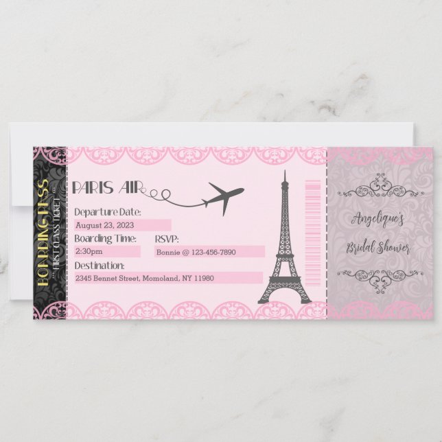 Paris Invitation, Paris Theme Party Invitation (Front)