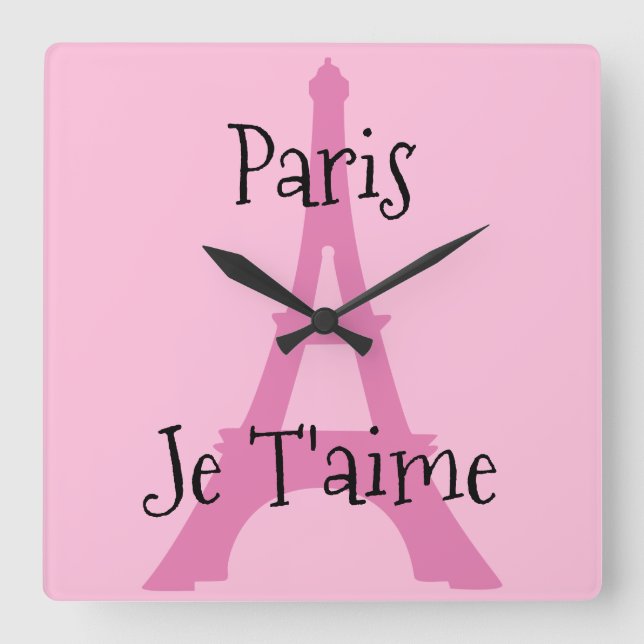 Paris Je t’aime Square Wall Clock (Front)