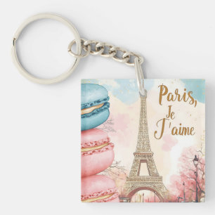 Paris, Je T'aime - Eiffel Tower with Macarons Key Ring
