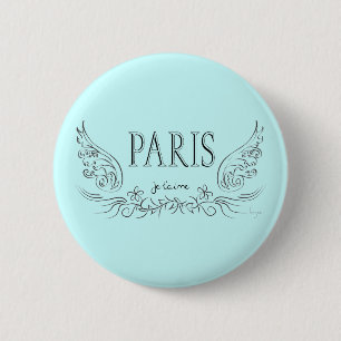 PARIS Je t'aime ( i love you) 6 Cm Round Badge