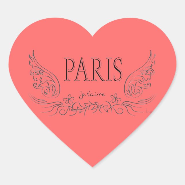 PARIS Je t'aime ( i love you) Heart Sticker (Front)