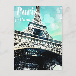 'Paris je t'aime' Retro Eiffel Tower Post Card