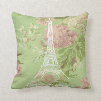 Paris, je t'aime Vintage Floral Eiffel Tower Cushion
