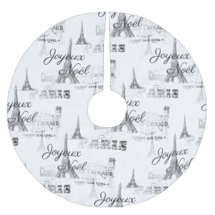 Paris Joyeux Noel B&W Christmas Tree Skirt