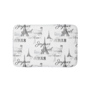 Paris Joyeux Noel Christmas B&W Bathmat
