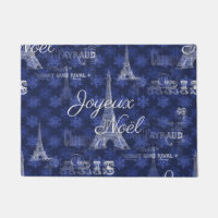 Paris Joyeux Noel Christmas Blue Doormat