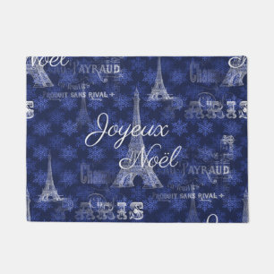 Paris Joyeux Noel Christmas Blue Doormat