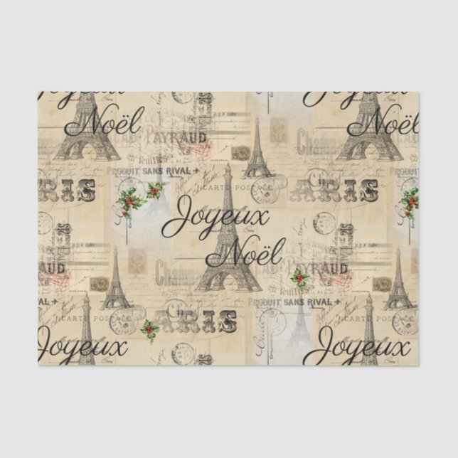 Paris Joyeux Noel Christmas Vintage Tissue Paper (Front)