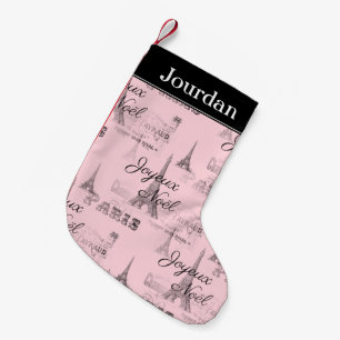 Paris Joyeux Noel Personal Pink Christmas Stocking
