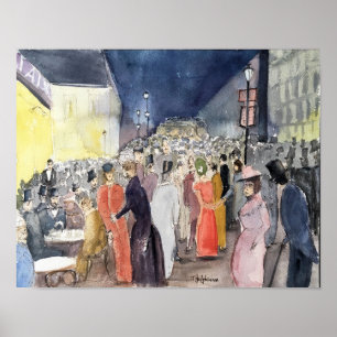 PARIS, LA BELLE EPOQUE, WATERCOLOUR CITYSCAPE POSTER