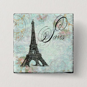 Paris La Tour Eiffel French Design 15 Cm Square Badge