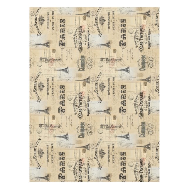 Paris Label Collage French Postcards Table Cloth (Front)