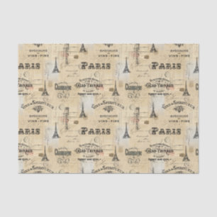 Paris Label Collage French Postcards Tissue Paper