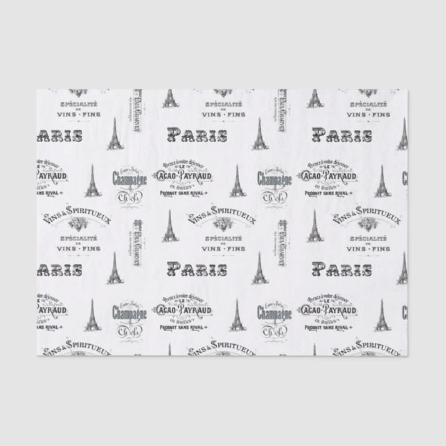 Paris Label Collage Tissue Paper (Front)