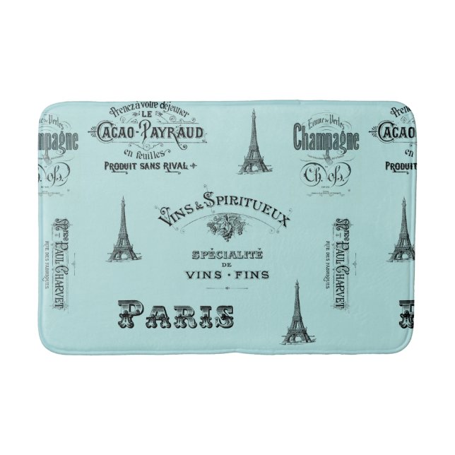 Paris Label French Aqua Bathmat (Front)