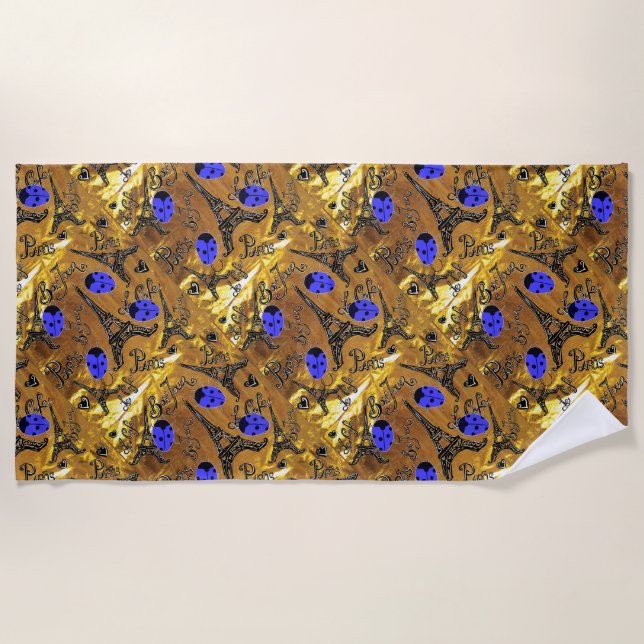 PARIS LADYBUGS BEACH TOWEL (Front)