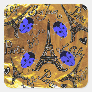 PARIS LADYBUGS SQUARE STICKER