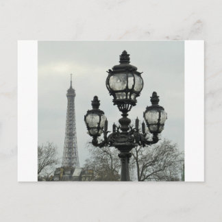 Paris Lamp Post and Eiffel Tower Scene Postcard