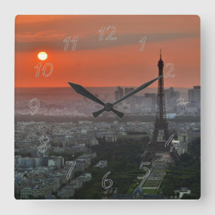 Paris landscape square wall clock