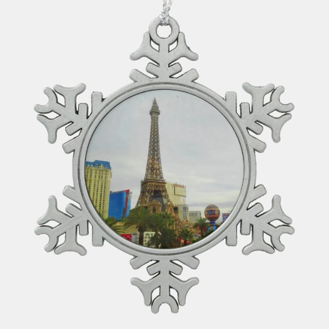 Paris Las Vegas Hotel & Casino #4 Snowflake Pewter Christmas Ornament (Front)