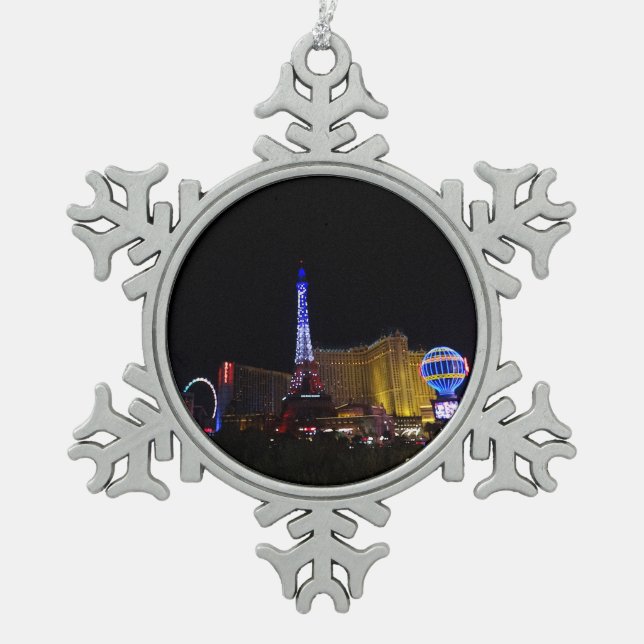 Paris Las Vegas Hotel & Casino #6 Snowflake Pewter Christmas Ornament (Front)