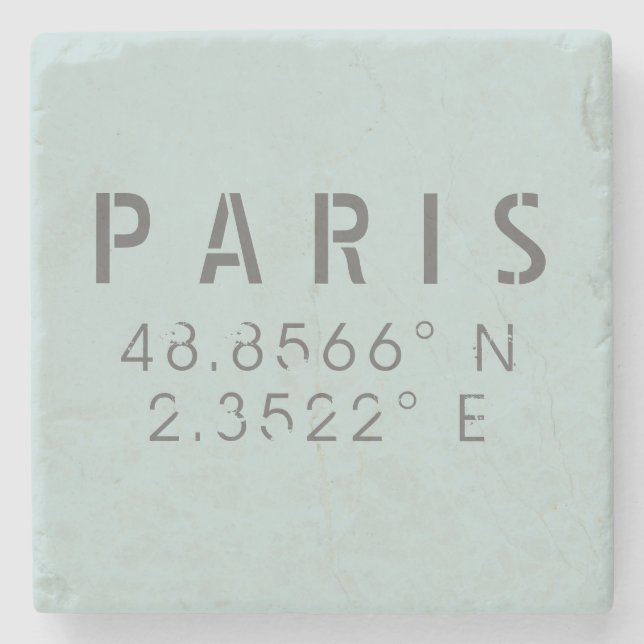 Paris Latitude Longitude Stone Coaster (Front)