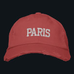 PARIS Light Pink Embroidery Red Vintage Style Embroidered Hat<br><div class="desc">PARIS Light Pink Embroidered Red vintage style distressed beige cotton hat. Makes a wonderful gift for anybody who loves Paris France! If you would prefer to have your personal text then simply select "Personalise this template" details button to enter your choice of custom text. Embroidery is also customisable to other...</div>