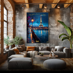 Paris Lights at Dusk - Romantic Evening Art  Poster