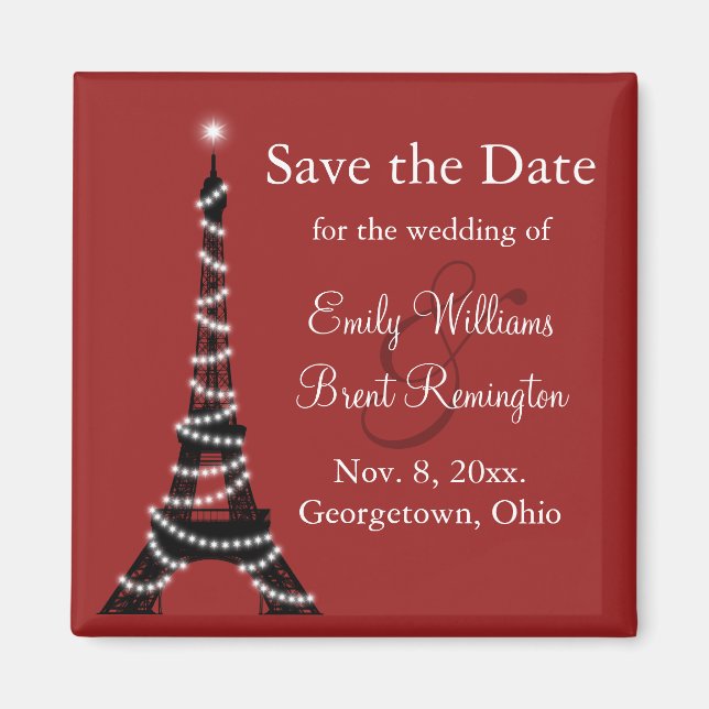 Paris Lights Save the Date Magnet (Front)