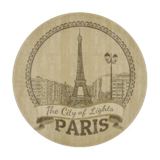 Paris Lights: Vintage Landscape Postcard Cutting Board
