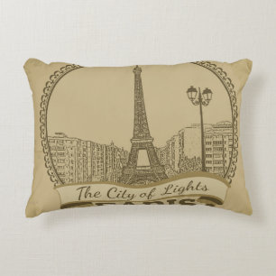 Paris Lights: Vintage Landscape Postcard Decorative Cushion