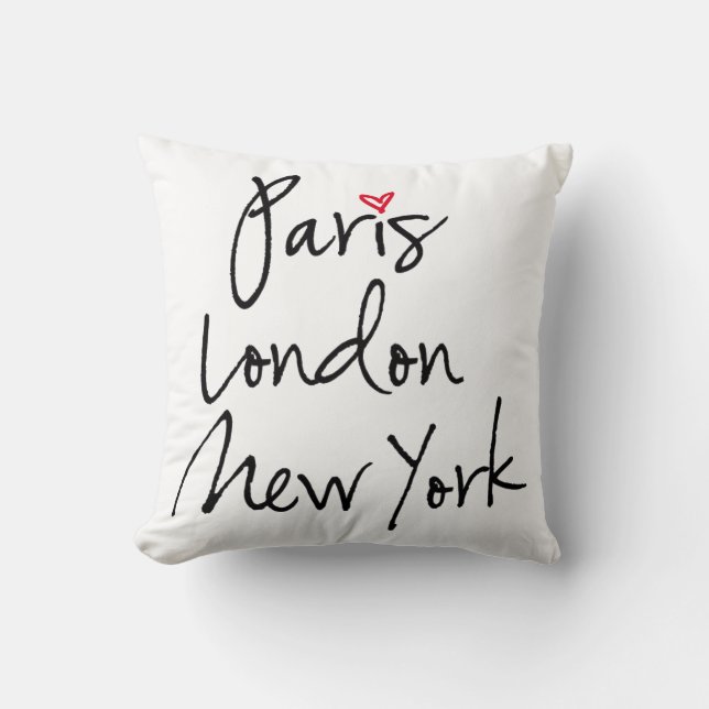 Paris, London, New York Cushion (Front)