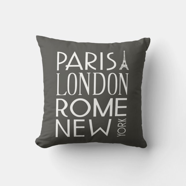 Paris, London, Rome and New York Pillow (Front)