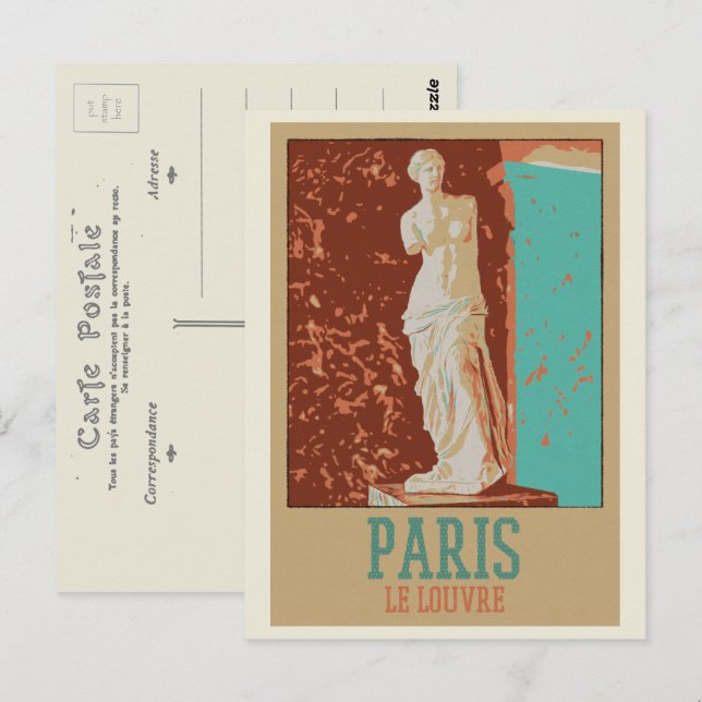 Paris Louvre museum illustration France Postcard (Front/Back)