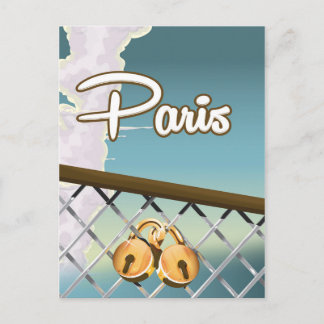 Paris love padlocks postcard