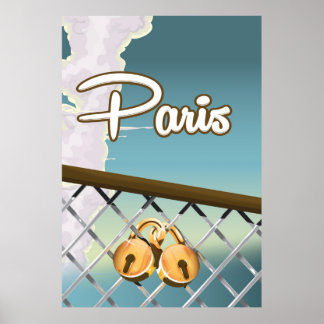 Paris love padlocks poster