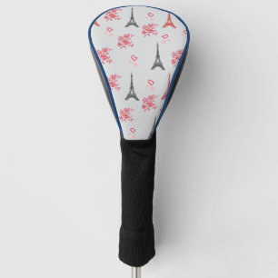 Paris Love Pattern – Eiffel Tower & Roses Seamless Golf Head Cover