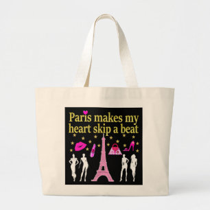 PARIS MAKES MY HEART SKIP A BEAT LARGE TOTE BAG