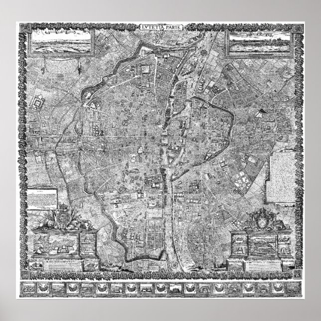 Paris Map 1652 Poster (Front)