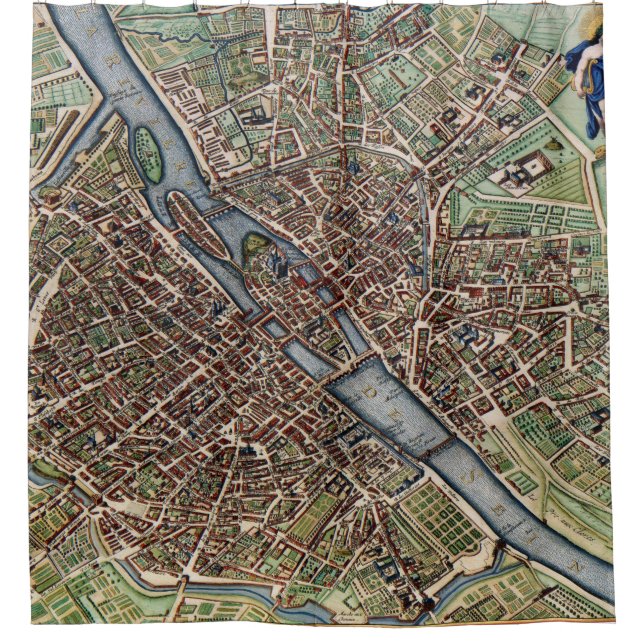 Paris map city old shower curtain (Front)