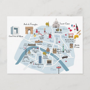 Paris Map Postcard